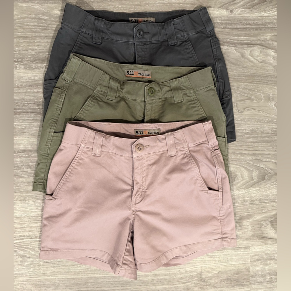 5.11 Tactical Women's Casual Cargo Shorts Bundle - Pink, Green, Grey